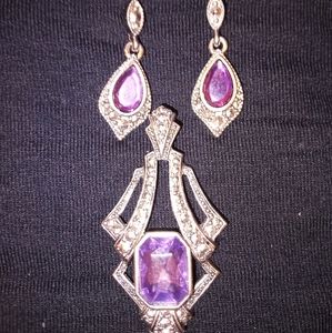Vintage Amethyst earrings and pendant set